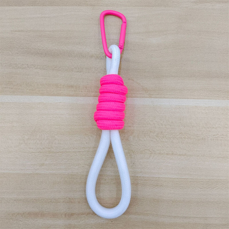 Corda a rete fluorescente ciondolo in corda intrecciata policromatica alla moda borsa decorativa con ciondolo in corda di cotone resistente 12cm