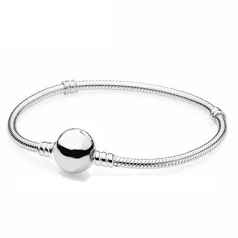 Rose Moments Multi Three Thin Snake Chain Ball Circular Clasp Bracelet Fit 925 Sterling Silver Bead Charm Pandora Diy Jewelry