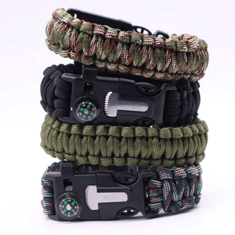 Outdoor Multi-function Survival Paracord Bracelet Camping Hiking Whistle 7 Cores Paracord Tools Men Wristband Not Contain Flint