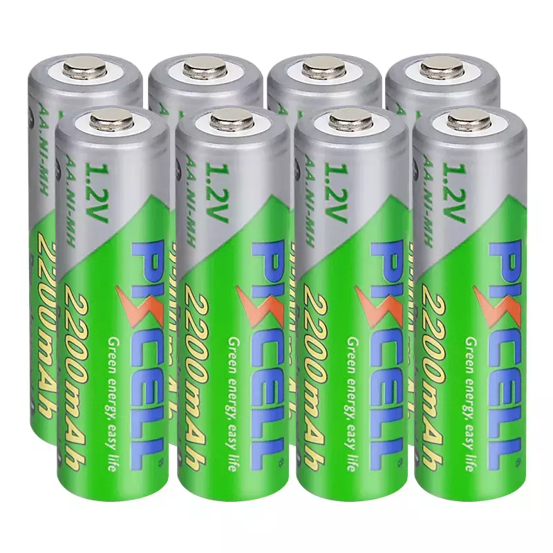 Pkcell-充電式リチウム電池,低自己放電,8個/2カード,nimh,1.2v,2200mah