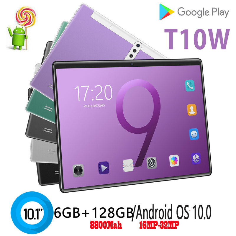 Pad T10W Firmware 5G 10.1 Inci Android 10 8800MAh 6GB ROM 128GB IPS 10 Core Penjualan Pabrik dengan Keyboard Google Play Tablet PC