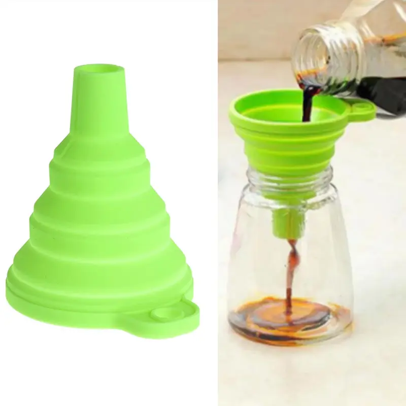 Silicone Collapsible Funnel Oil Spill Telescopic Funnel Kitchen Liquid Dispensing Cooking Tools Kitchen Gadgets Accessories