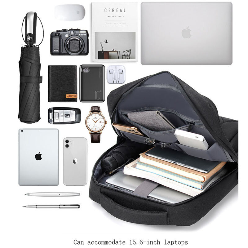 Men‘s 15.6 Inch Laptop Backpacks USB Waterproof Notebook Schoolbag Sports Travel School Bag Pack Backpack For Male Women Female