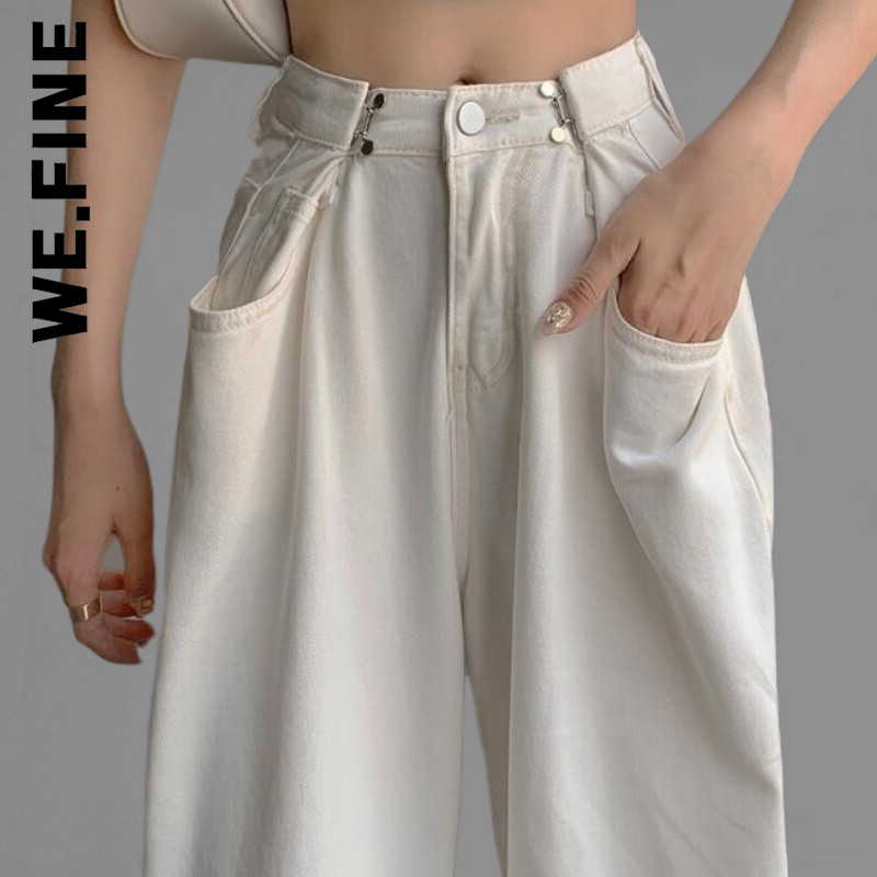 We.Fine-pantalones vaqueros de cintura alta Y2k para mujer, Vaqueros holgados y holgados de longitud completa, 2022