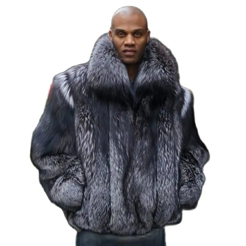 Fox Fur Coat Men Natural Fur Jacket Winter Warm Thick Overcoat High Quality Outwear 2022 New Fashion
