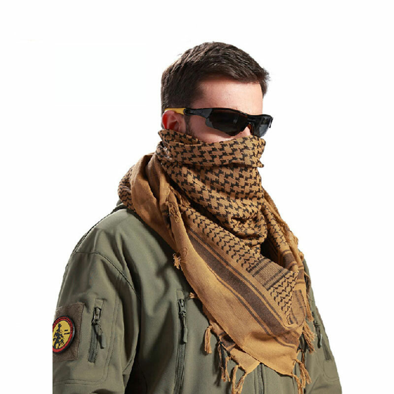 100% Cotton Arabic Scarf Thick Muslim Hijab Shemagh Tactical Desert Arab Scarves Men Winter Military Windproof Scarf