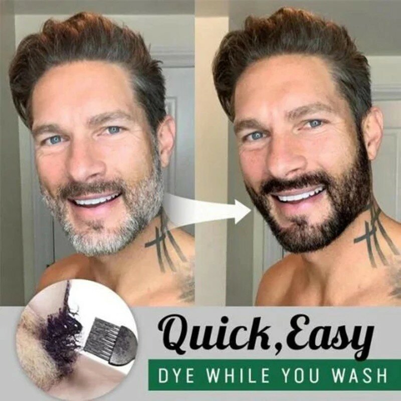 Shampoing instantané pour hommes, crème teintée pour enlever la moustache, le noircissement des cheveux, le gris et le blanc, produit revitalisant pour la réparation des documents naturels, colorant foncé