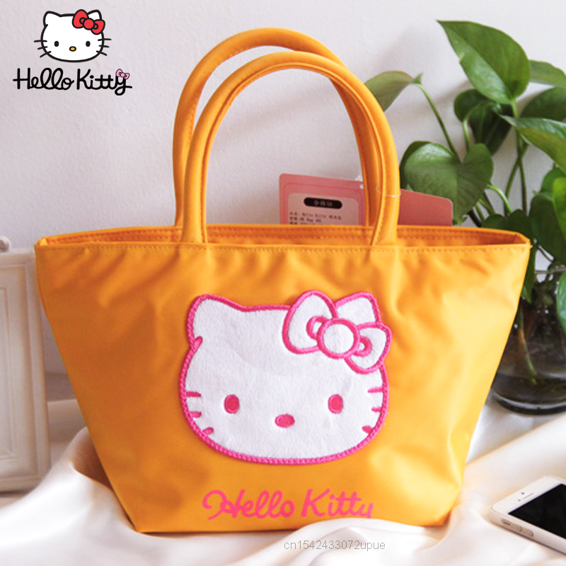 Sanrio Hello Kitty สีเหลือง Tote กระเป๋า Y2k ความจุสูงใหม่กระเป๋าสะพายไหล่ผู้หญิงการ์ตูนกระเป๋าถือหญิงกระ...