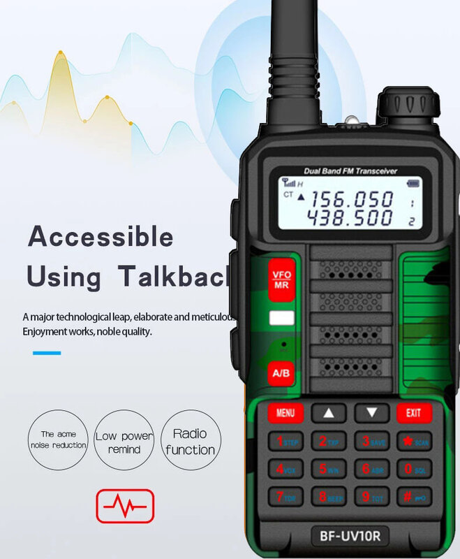 2022 BAOFENG 10W Walkie Talkie Daya Tinggi Portabel UV-10R 50Km VHF UHF Dual Band Dua Arah CB Ham Radio Transceiver UV5R Upgrade