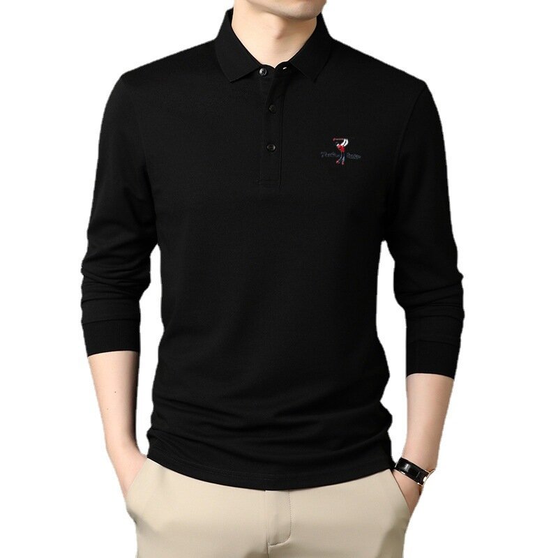Top Grade Men's Polo Shirts 2022 New Embroidery Logo Designer Business Casual Tops Male Long Sleeve Lapel Brand Quality T-shirt