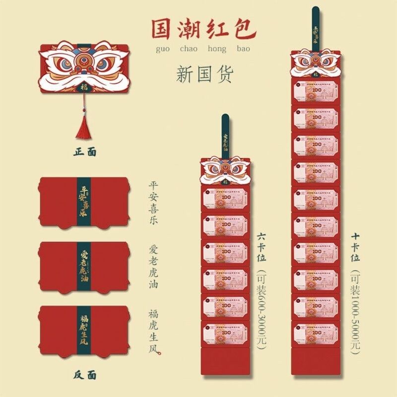 Sobre rojo plegable creativo para niños, estilo Hongbao, regalo de Año Nuevo, 2022, 2022