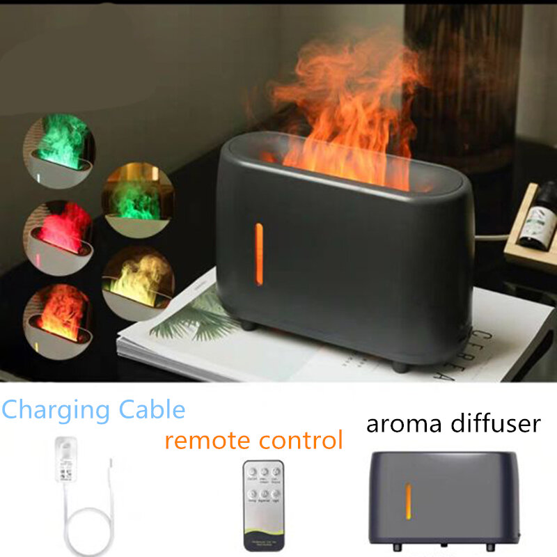Pelembap Api USB Type-c Lampu Warna-warni Mesin Aromaterapi Minyak Esensial Penyebar Pemurni Udara Remote Control untuk Rumah