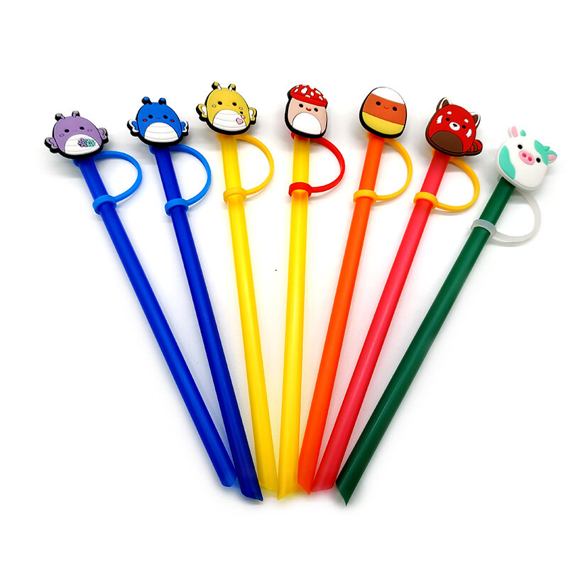 PVC 빨대 커버 귀여운 플러시 장난감 빨대 플러그, 재사용 가능한 스플래시 방지 마시는 패션 밀짚 매력, 우유 컵 밀짚 펜던트용, 20 개