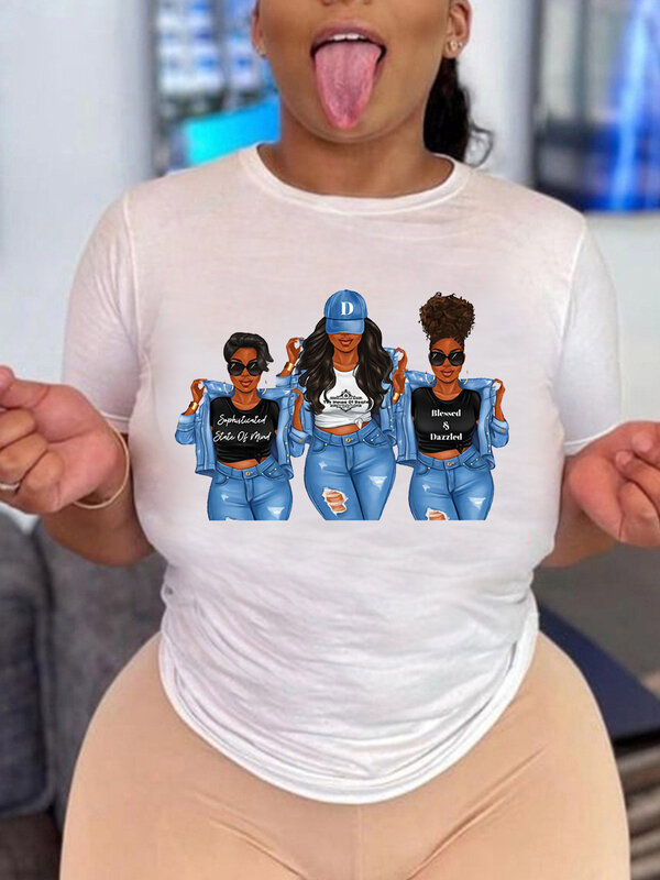 Spring Girl Feminism Black Girl Feminism European American Style Women's Short Sleeve T-shirt