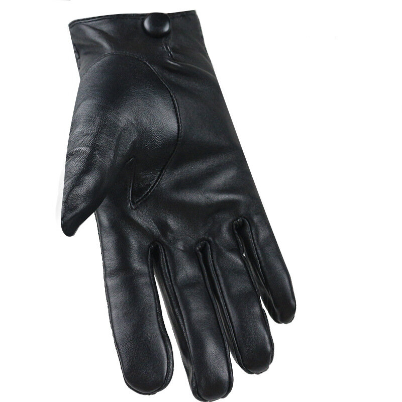 Men Genuine Sheepskin Leather Gloves Autumn Winter High Quality Warm Touch Screen Full Finger Black High Quality Non-slip Gloves