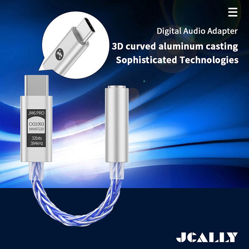 JCALLY JM6 Pro typ C do 3.5mm CX31993 dźwięk cyfrowy przenośny dekoder wzmacniacz Hifi DAC mobilny zestaw słuchawkowy USB