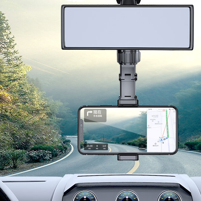 전화 자동차 홀더 360 회전 스탠드 백미러 GPS 네비게이션 자동 전화 지원 다기능 전화 홀더