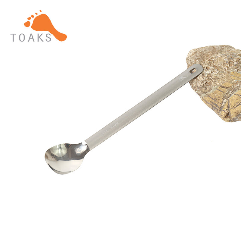 TOAKS SLV-11 Titanium Long Handle Spoon with Polished Bowl Outdoor Picnic and Household Dual-Use Tableware 220mm 19g