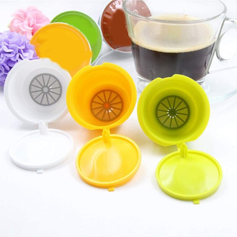 Cápsulas de café rellenables, filtro de café Universal reutilizable con cepillo de cuchara para Dolce Gusto, 3 piezas
