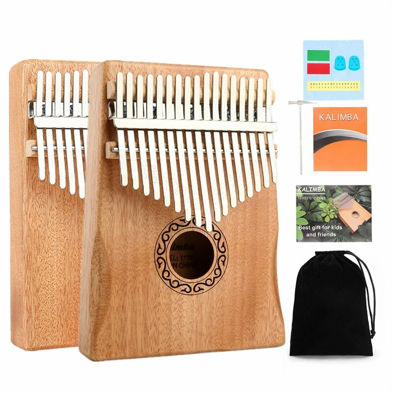 Piano de pulgar Kalimba, 17 21 teclas, madera de caoba, combinación de piano portátil para dedos, regalos para niños