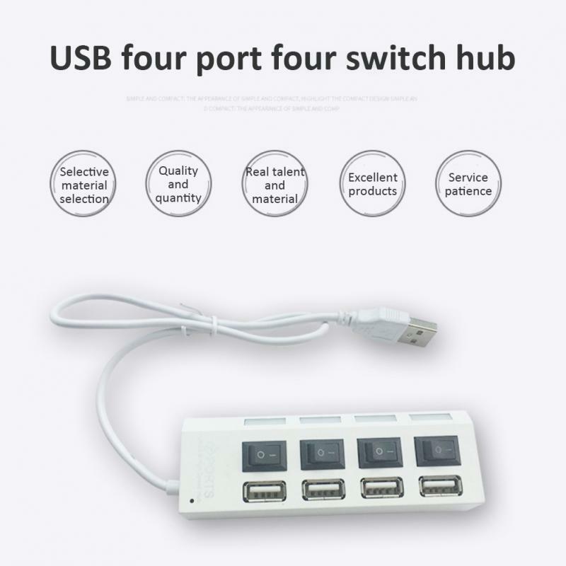 Alta Qualidade Multi USB Splitter Hub com Lâmpada Led Switch, Adaptador de Energia, 4/7 Portas, 2 Pcs, 4 Pcs, 6Pcs