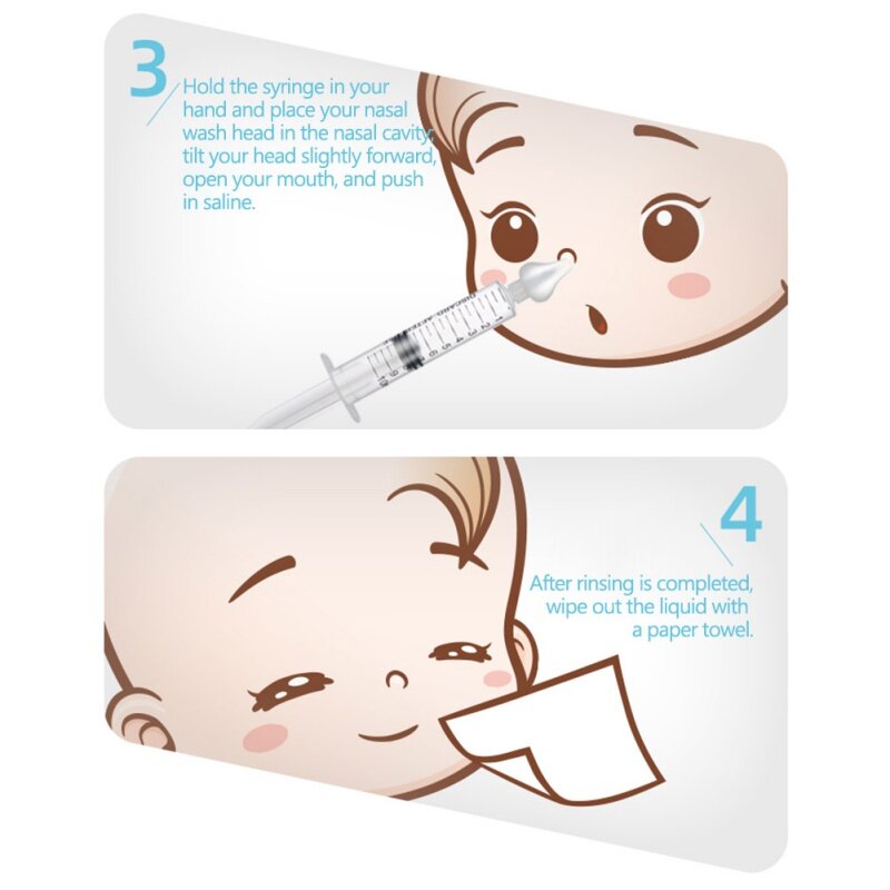 1/2 pces bobora 10ml rinite bebê arruela nasal tubo da agulha cuidados com o bebê aspirador nasal mais limpo