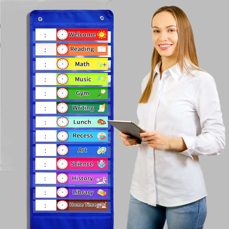 Daily Schedule Chart Kids Daily Pocket Chart Education Scheduling Chart For School Office Home School Class Jobs Pocket Chart