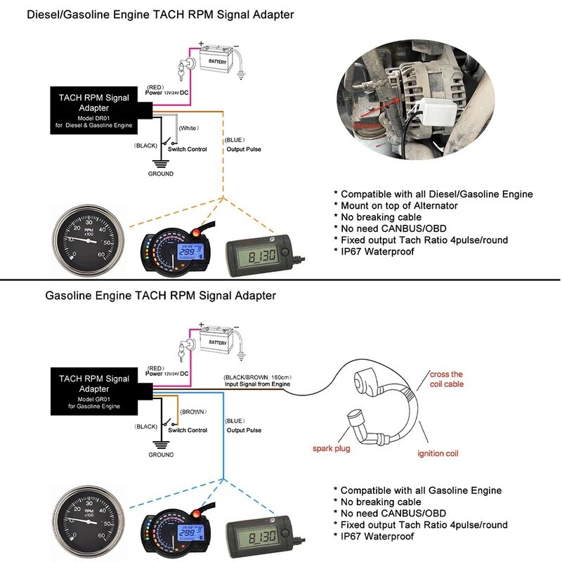جديد مقياس سرعة الدوران الاستشعار سرعة RPM إشارة محول سرعة إشارة جامع للبنزين المحرك