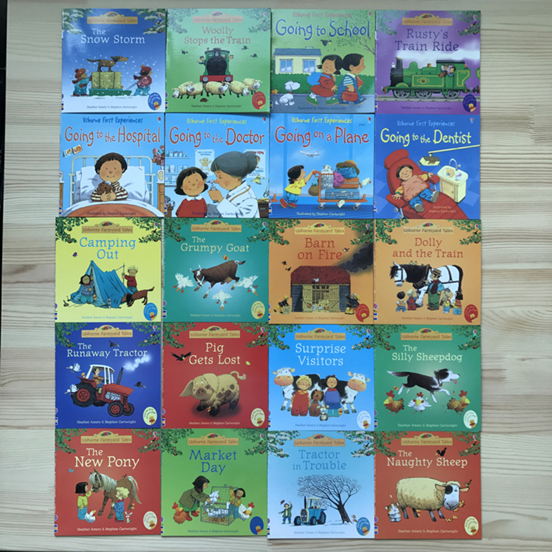 20Books/Set 15x15cm Kids Usborne Picture Books Children Baby Famous Story English Child Book Farmyard Tales Story Eary Education