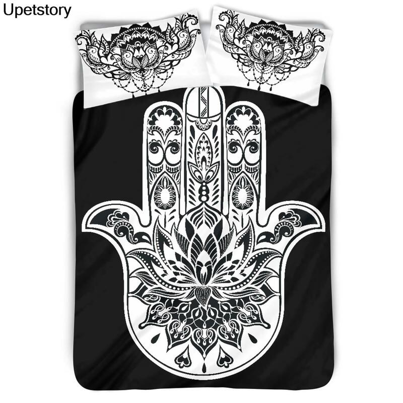 Upetstory – housse de lit en Bergamine trois pièces, taie d'oreiller Design Mandala fleur, Style Posmian, personnalisation à la mode