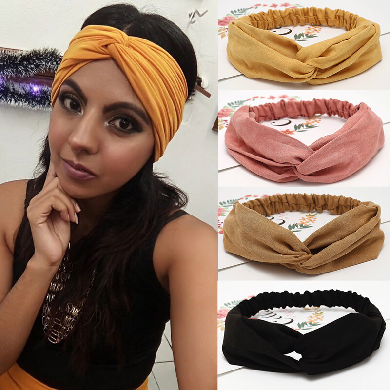 4 Stks/partij Vrouwen Print Hoofdbanden Vintage Cross Tulband Sjaal Bandage Head Band Haar Accessoires Voor Meisjes Yoga Sport Haarbanden