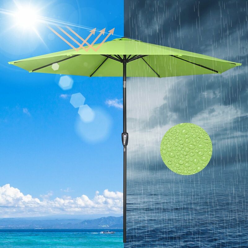 10FT Payung Luar Ruangan Parasol Tahan Pudar Teras UV50 + Perlindungan Buah Hijau