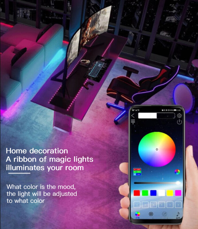 LED Strip Lights Bluetooth USB RGBIC Flexible LED Lamp Diode Tape Neon Night Light App Control For Room TV Desktop Bar Decorate