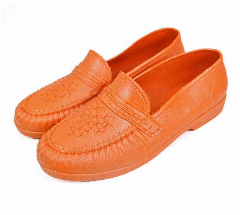 Zapatos de lluvia cortos y soleados para mujer, Botas de lluvia antideslizantes de PVC grueso para primavera y otoño, calzado de agua de trabajo 36-40
