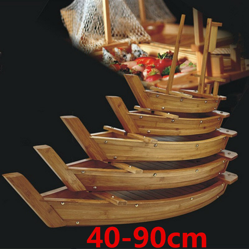 Besar 40Cm untuk 90Cm Masakan Jepang Sushi Perahu Nampan Makanan Laut Alat Kayu Kayu Restoran Buatan Tangan Perahu Sashimi