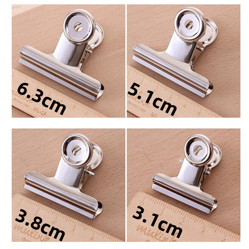 4Pcs 4 Size Multi-functional Stainless Steel Metal Clamp Paper Clips Strong Binder School Office Household Stationery Supplies