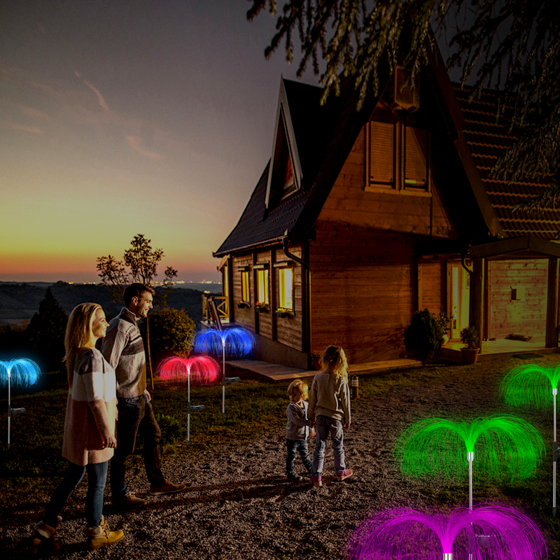 Surya Cahaya Ubur-ubur 7 Warna Berubah Lampu Taman Luar Ruangan Tahan Air Lampu Bunga Surya untuk Halaman Rumput Jalur Liburan Dekorasi