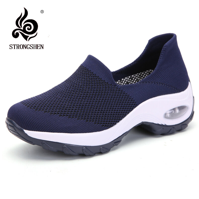 STRONGSHEN-플랫 통기성 메쉬 캐주얼 신발 여성용, 여성, 보트 신발, 모카신, 여성 신발