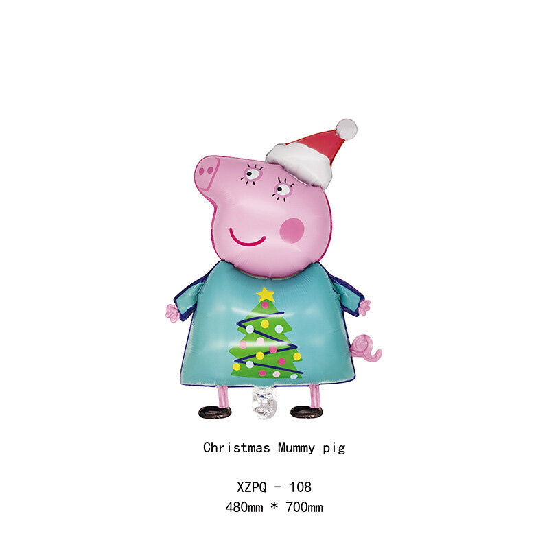 Globo de juguete de cerdo de Peppas para niños, globo de película de aluminio para fiesta de cumpleaños, decoración de tema de bebé, globos de juguete de dibujos animados