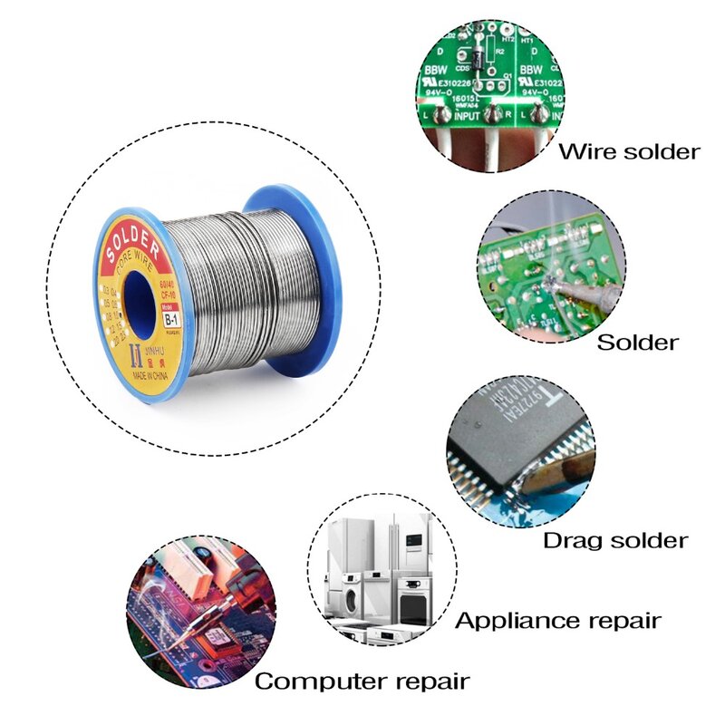 250G 0.5Mm 0.6Mm 0.8Mm 1.0Mm 2.0Mm 60/40ตะกั่วดีบุก Rosin Core Solder ลวดสำหรับซ่อมไฟฟ้า,IC Repair