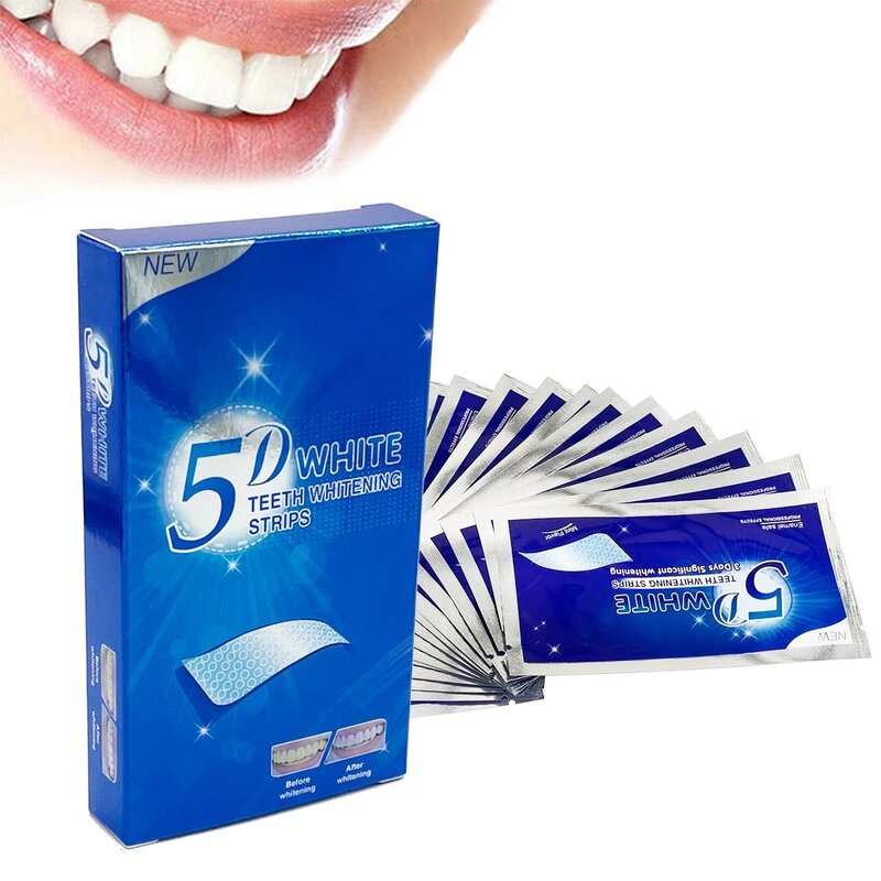 5D ฟอกสีฟันแถบลบควันชาคราบกาแฟทันตกรรม Bleaching Gel Veneers ทันตแพทย์ Oral Hygiene Care สุขภาพความงาม