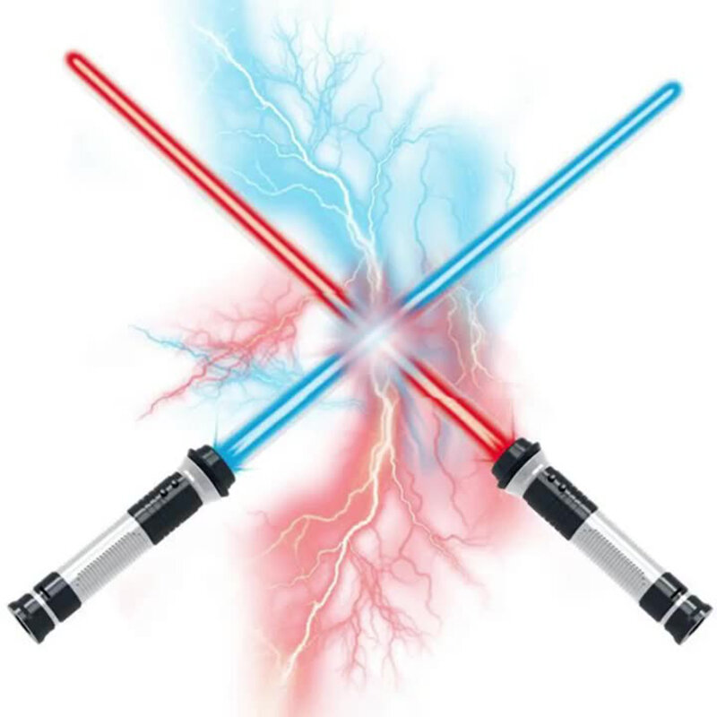 Wanarico 2 pçs piscando laser sabre de luz dupla espada brinquedos som e luz para meninas do menino bateria não incluído