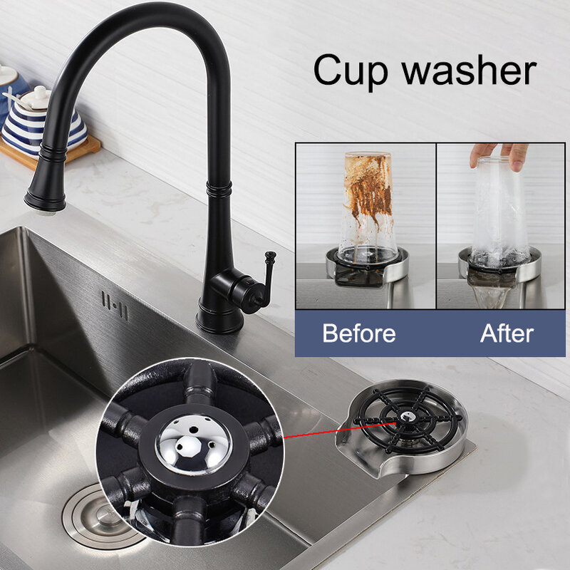 ห้องครัว Rinser ก๊อกน้ำอัตโนมัติถ้วยขวดเครื่องซักผ้าเครื่องมือกาแฟเหยือก Feeder ทำความสะอาดซักผ้...