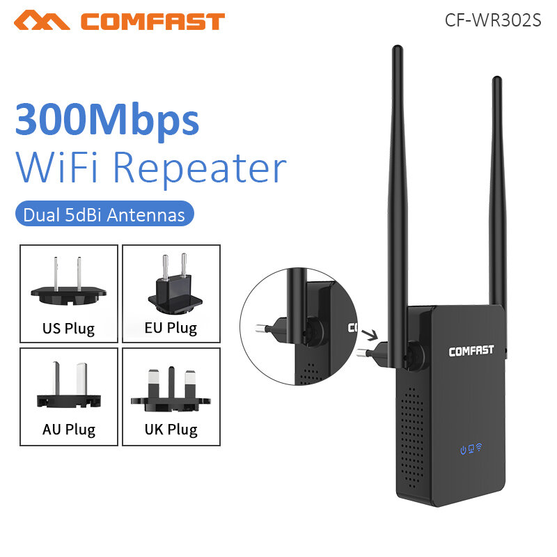 Comfast-repetidor de enrutador WIFI inalámbrico, amplificador de señal WIFI de 300M, 10dBi, 802.11N/B/G, extensor de rango, CF-WR302S