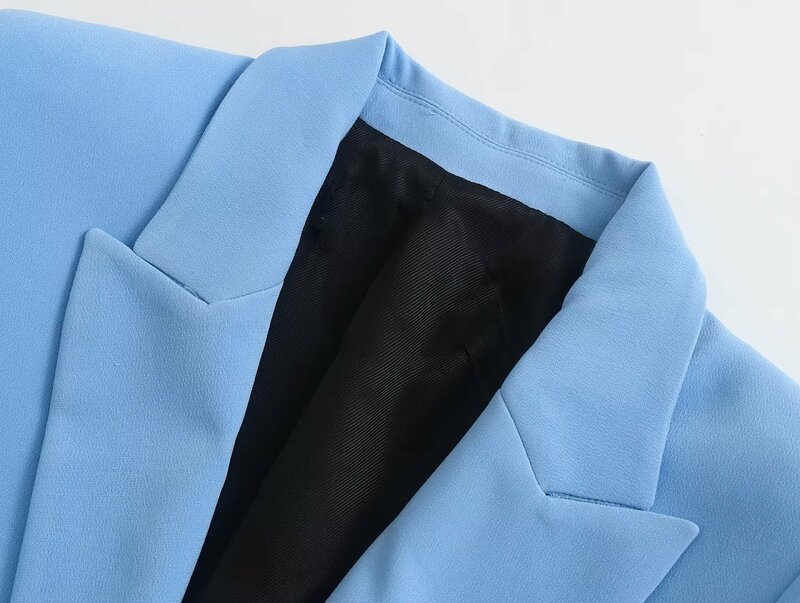 Casaco de blazer feminino escritório senhora moda cor sólida aberto stitchingchic enrole até três quartos manga ternos topos