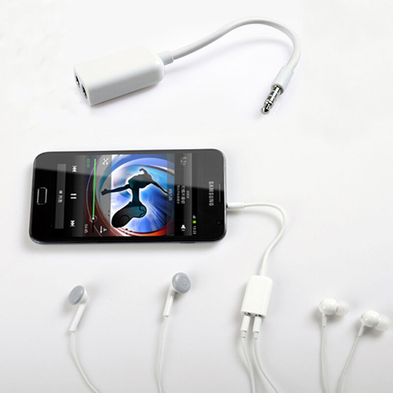 Séparateur d'écouteurs pour Smartphone, ligne Audio, 1 en 2, blanc/noir, 100mm, 10 à 3.5 pièces