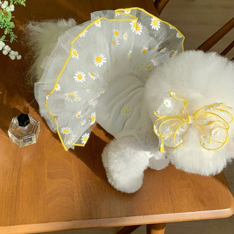 Pet Mesh spódnica bąbelkowa drukuj Camisole Teddy pomorski pudel Yorkshire sznaucer małe psy kot pies ubrania cienki odcinek