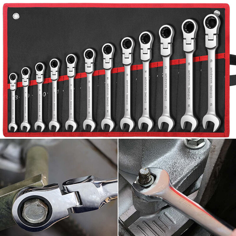 Набор трещоточных ключей с гибкой головкой метрический универсальный ключ гаечные ключи ручные инструменты для автомобиля комбинация мех...