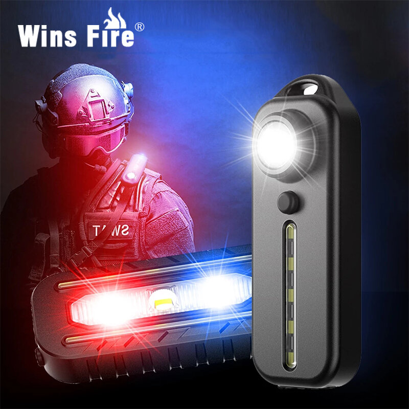 USB C ricaricabile lampeggiante LED rosso blu spalla polizia luce sicurezza novità illuminazione Mini portachiavi torcia elettrica bici avvertimento luce