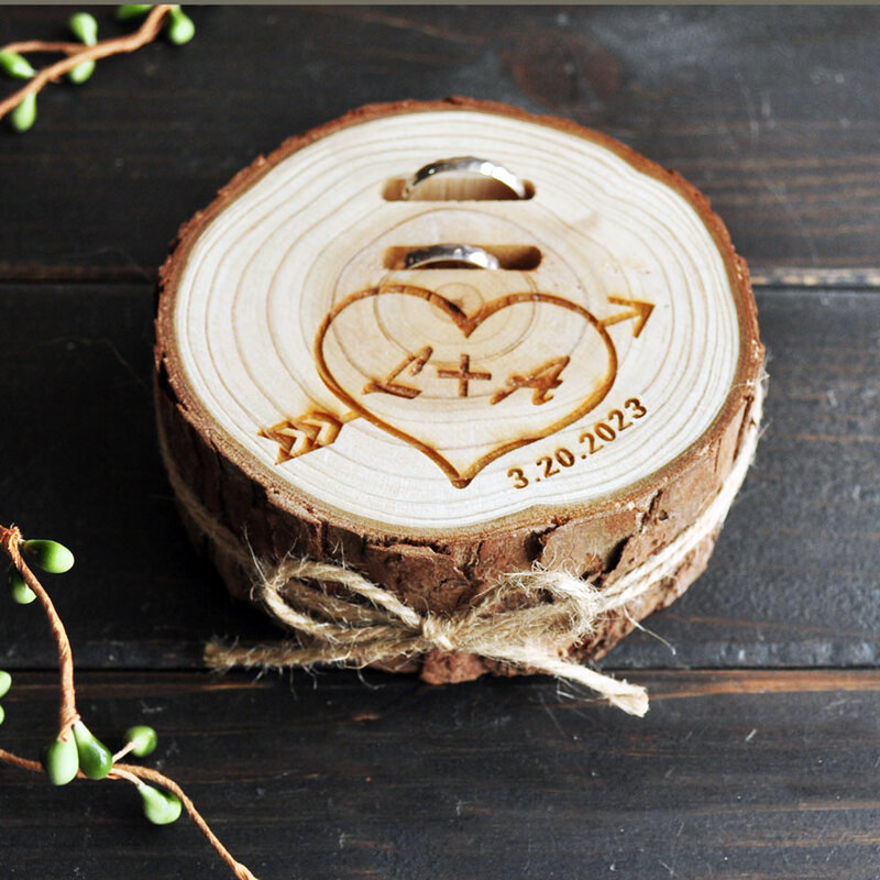 Personalized Wooden Wedding Ring Box Rustic Wedding Ring Bearer Box Custom Wedding Ring Holder Box Wedding Decoration